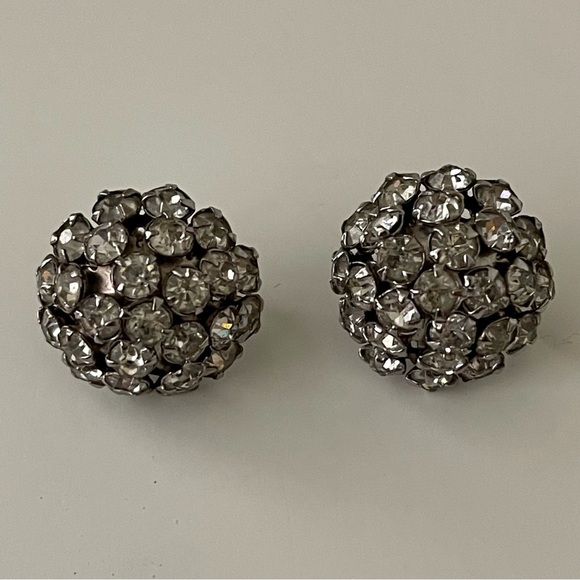 Vintage Sparkly Paste Stone Earrings Screw Back Clear Antique Art - Picture 5 of 10